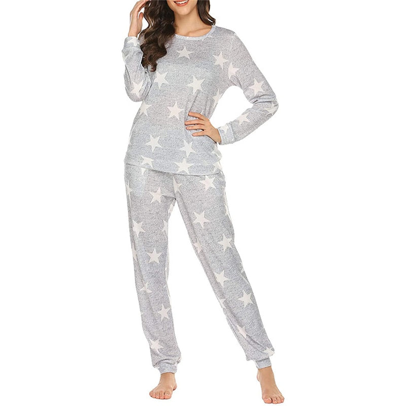 Autumn And Winter Women&#39;s Long Sleeve Pajamas Set Cute Love Print Top And Pants Pjs Lounge Sets Home Wear Set