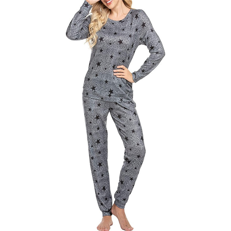 Autumn And Winter Women&#39;s Long Sleeve Pajamas Set Cute Love Print Top And Pants Pjs Lounge Sets Home Wear Set