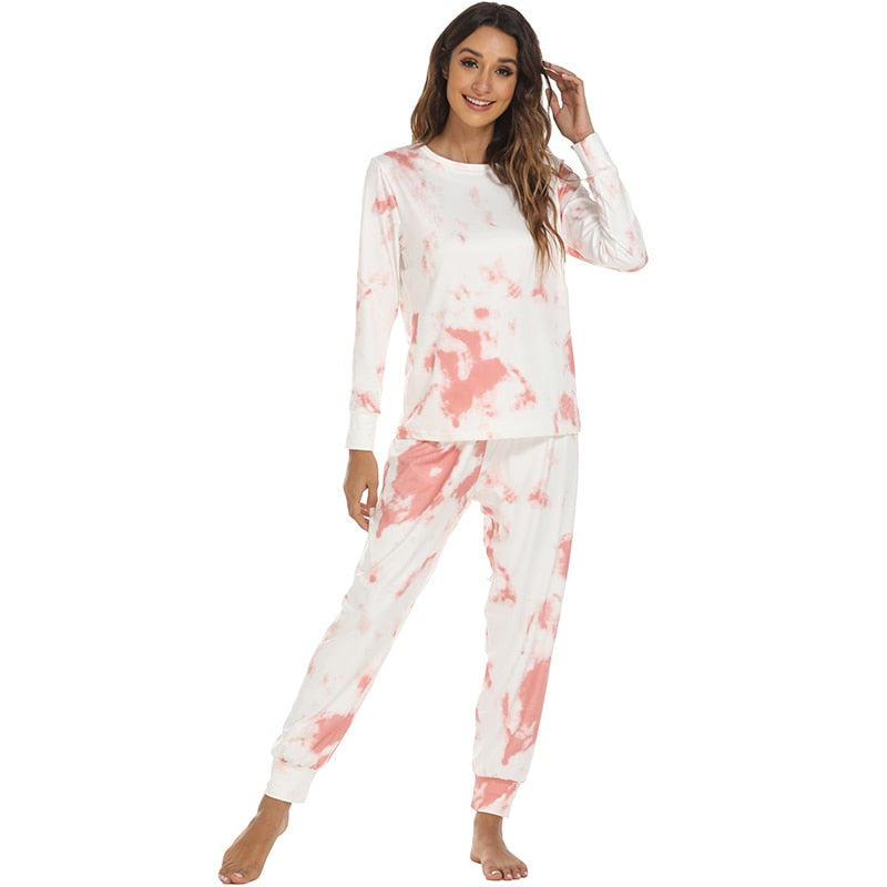 Autumn And Winter Women&#39;s Long Sleeve Pajamas Set Cute Love Print Top And Pants Pjs Lounge Sets Home Wear Set