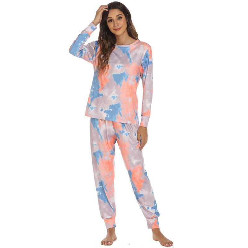 Autumn And Winter Women&#39;s Long Sleeve Pajamas Set Cute Love Print Top And Pants Pjs Lounge Sets Home Wear Set