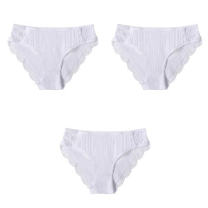 M-XXL 3PCS Cotton Underwear Women's Panties Set Comfort Underpants Floral Lace Briefs For Woman Sexy Low-Rise Pantys Intimates