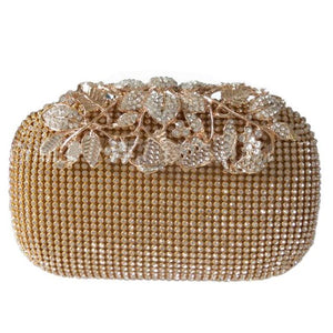 Unique Gold Rhinestone Evening bag Clutch Purse Party Bridal Prom