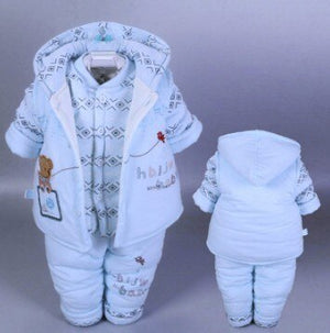 Baby Infant Kids 3 Pcs Set Fall Winter Little Boys & Girls Thick Cotton-Padded Vest Coat + Tops + Pants Suit Newborn Clothes X0