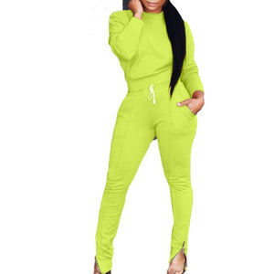 2 Two Piece Set Women Tracksuit Top and Pants Ensemble Jogging Femme Zipper Split Sweat Suits Party 2 Piece Outfits for Women