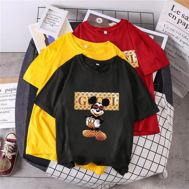 S-3XL Plus Size 22 Colors Summer T Shirt Women Fashion Print Cartoon Mouse Harajuku Female T-Shirts 2020 New Casual TShirt Tops