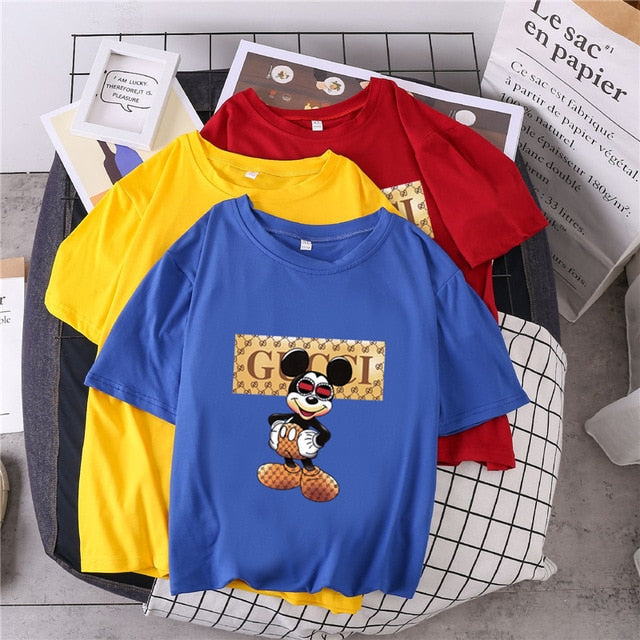 S-3XL Plus Size 22 Colors Summer T Shirt Women Fashion Print Cartoon Mouse Harajuku Female T-Shirts 2020 New Casual TShirt Tops