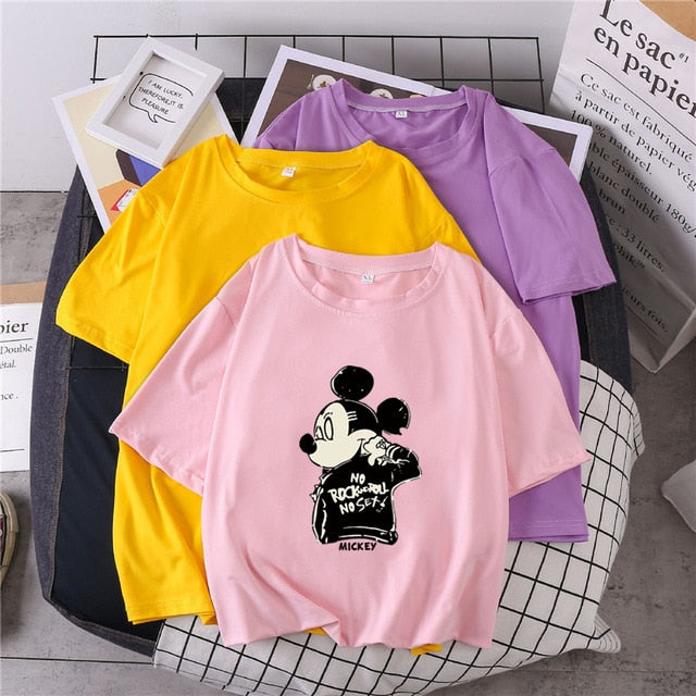 S-3XL Plus Size 22 Colors Summer T Shirt Women Fashion Print Cartoon Mouse Harajuku Female T-Shirts 2020 New Casual TShirt Tops