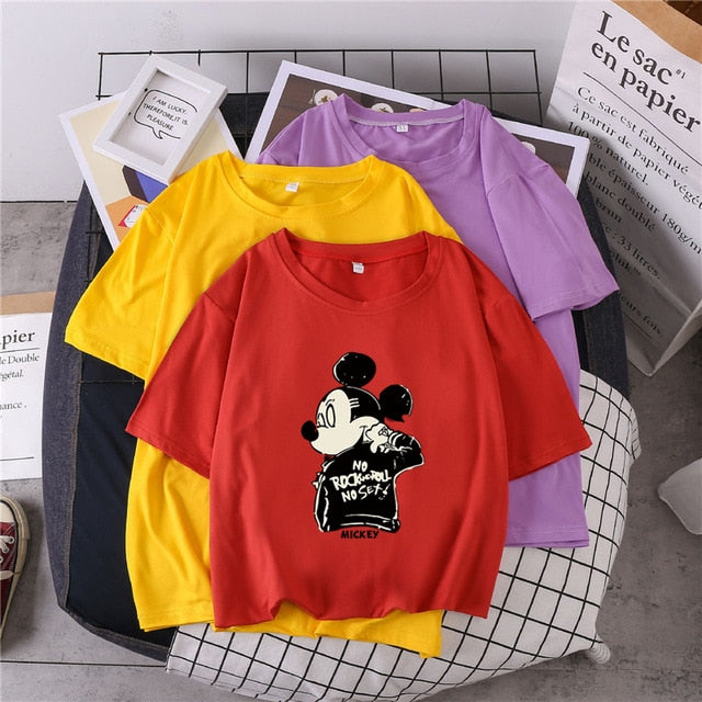 S-3XL Plus Size 22 Colors Summer T Shirt Women Fashion Print Cartoon Mouse Harajuku Female T-Shirts 2020 New Casual TShirt Tops