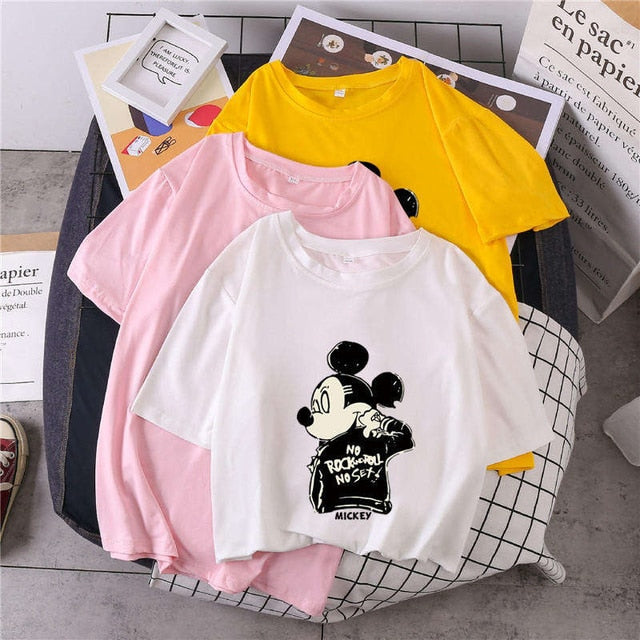 S-3XL Plus Size 22 Colors Summer T Shirt Women Fashion Print Cartoon Mouse Harajuku Female T-Shirts 2020 New Casual TShirt Tops