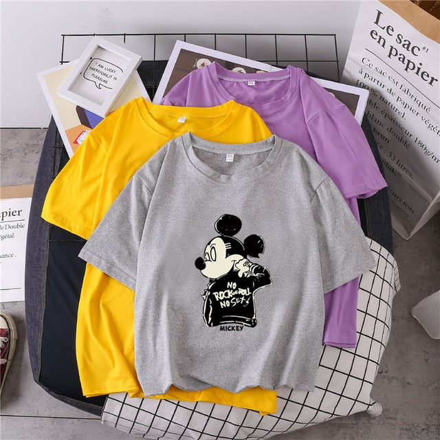 S-3XL Plus Size 22 Colors Summer T Shirt Women Fashion Print Cartoon Mouse Harajuku Female T-Shirts 2020 New Casual TShirt Tops