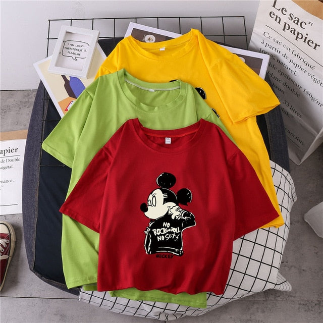 S-3XL Plus Size 22 Colors Summer T Shirt Women Fashion Print Cartoon Mouse Harajuku Female T-Shirts 2020 New Casual TShirt Tops