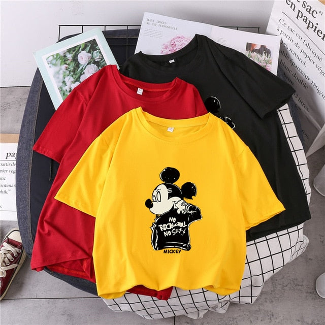 S-3XL Plus Size 22 Colors Summer T Shirt Women Fashion Print Cartoon Mouse Harajuku Female T-Shirts 2020 New Casual TShirt Tops