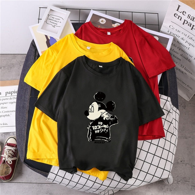 S-3XL Plus Size 22 Colors Summer T Shirt Women Fashion Print Cartoon Mouse Harajuku Female T-Shirts 2020 New Casual TShirt Tops