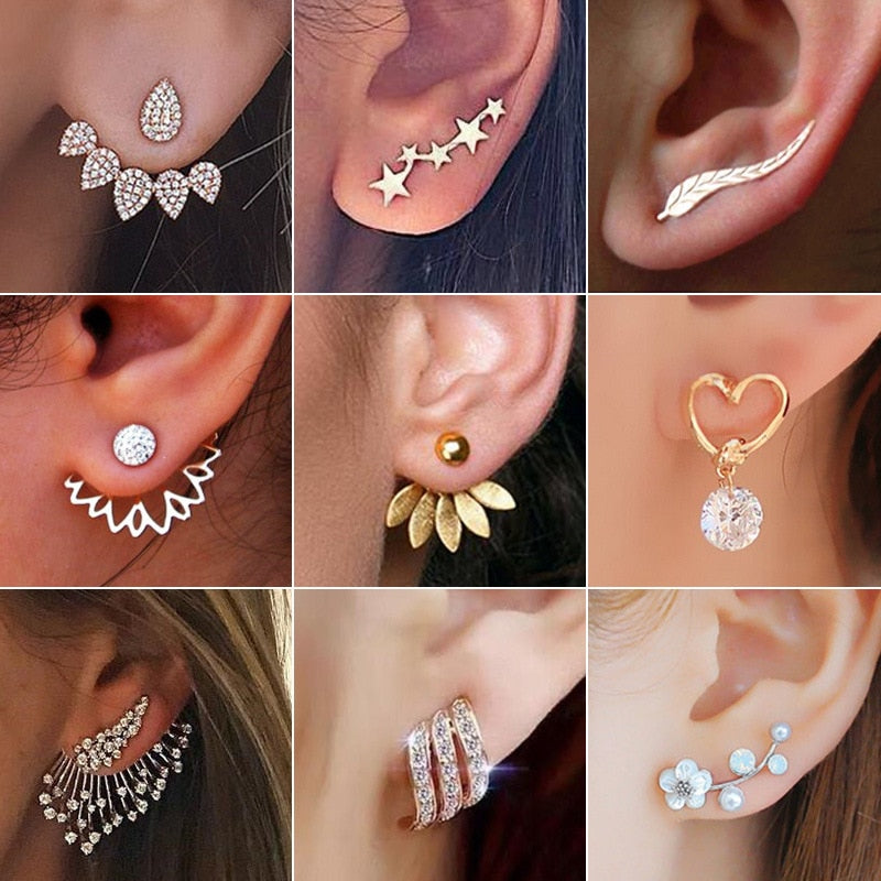 2020 New Crystal Flower Drop Earrings for Women Fashion Jewelry Gold colour Rhinestones Earrings Gift for Party Best Friend