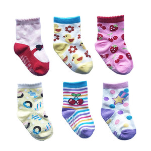 6 Pairs/lot 0 to 6 Yrs Cotton Children's Anti-slip Boat Socks For Boys Girl Low Cut Floor Kid Sock With Rubber Grips Four Season