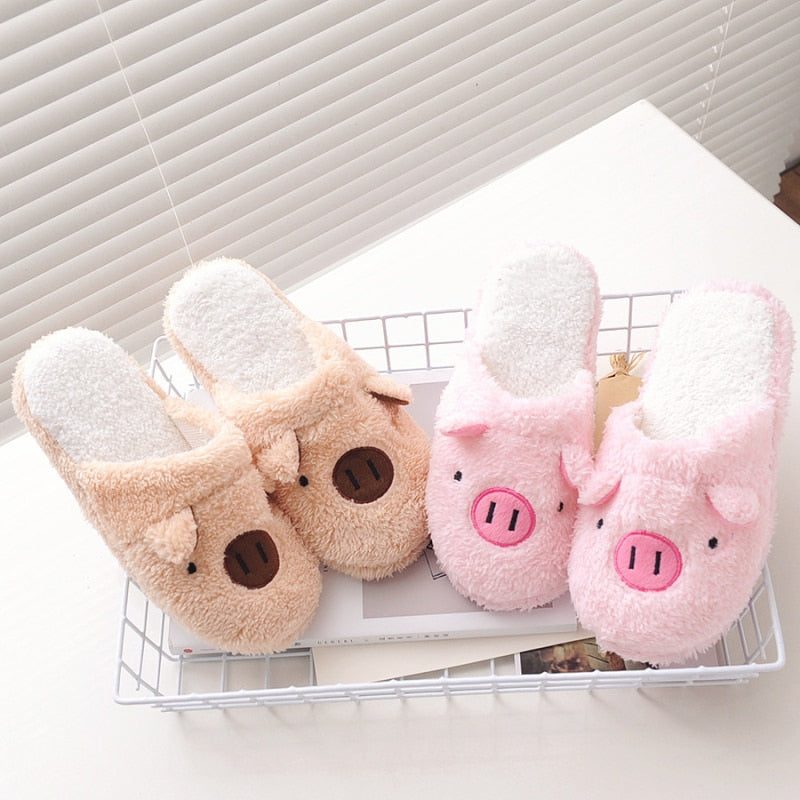 New Winter Women's Slipper Home Shoes For Women Chinelos Pantufas Adulto Fashion Lovely Bear Pig Indoor House Slippers With Fur