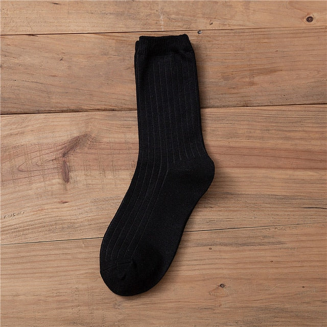 Japanese Loose Socks High School Girls Harajuku Socks Solid Colors Needles Knitting Striped Cotton Socks Women yellow blue black