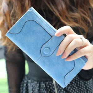 Many Departments Faux Suede Long Wallet Women Matte Leather Lady Purse High Quality Female Wallets Card Holder Clutch Carteras