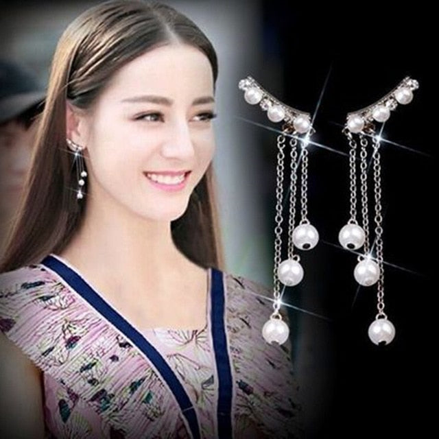 2020 New Long Crystal Tassel Gold Color Dangle Earrings for Women Wedding Drop Earing Fashion Jewelry Gifts