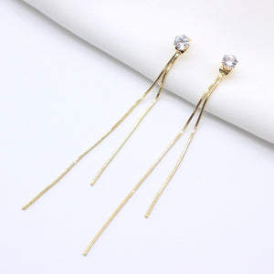 2020 New Long Crystal Tassel Gold Color Dangle Earrings for Women Wedding Drop Earing Fashion Jewelry Gifts