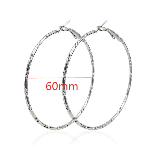 40mm 60mm 70mm 80mm Exaggerate Big Smooth Circle Hoop Earrings Brincos Simple Party Round Loop Earrings for Women Jewelry