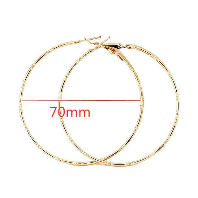 40mm 60mm 70mm 80mm Exaggerate Big Smooth Circle Hoop Earrings Brincos Simple Party Round Loop Earrings for Women Jewelry