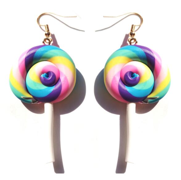 Earring For Women Resin Lollipop Drop Earrings Children Jewelry Custom Made Handmade Cute Girls Cotton Candy Gift