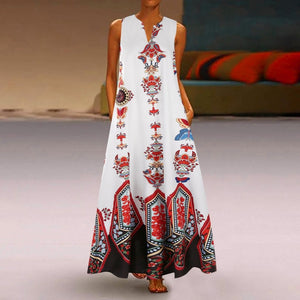 2020 Floral Print Boho Casual Long Dress Summer Clothes For Women V-neck Sexy Off Shoulder Ladies Dresses Plus Size Maxi Dress