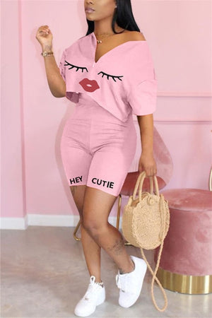 Casual 2 Piece Set Women Tracksuit Summer Outfits Loose Top Biker Shorts Sweat Suits Lounge Wear Two Piece Matching Sets