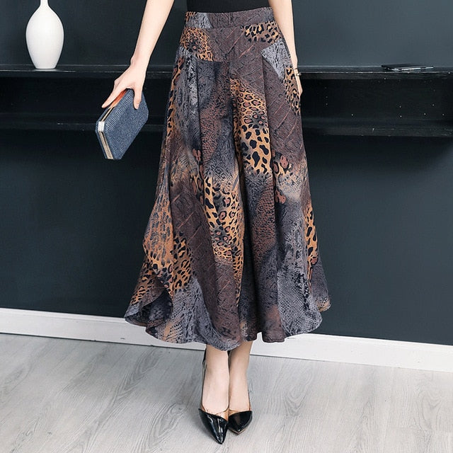 2020 Summer Plus Size Wide Leg Pants Women High Quality Loose Summer Bohemian Beach Pants Calf-Length High Waist Women Pants