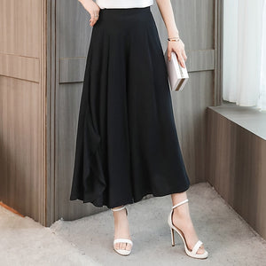 2020 Summer Plus Size Wide Leg Pants Women High Quality Loose Summer Bohemian Beach Pants Calf-Length High Waist Women Pants