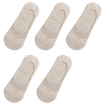 10 pieces = 5 pairs Women Cotton Invisible No show Socks non-slip Summer Solid Color Short Socks Fashion Ankle Thin Slipper Sock