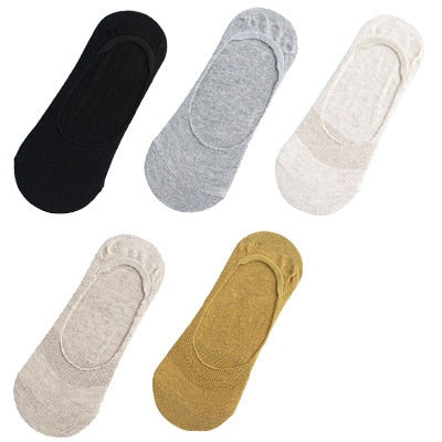 10 pieces = 5 pairs Women Cotton Invisible No show Socks non-slip Summer Solid Color Short Socks Fashion Ankle Thin Slipper Sock