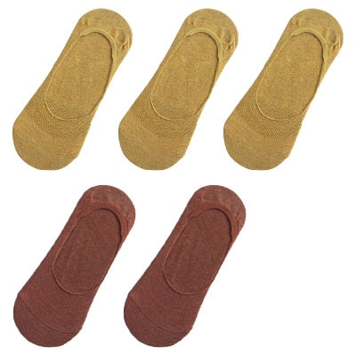 10 pieces = 5 pairs Women Cotton Invisible No show Socks non-slip Summer Solid Color Short Socks Fashion Ankle Thin Slipper Sock