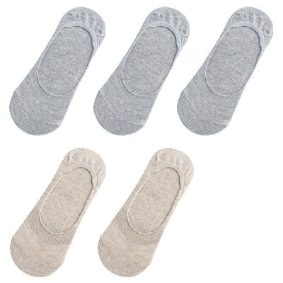 10 pieces = 5 pairs Women Cotton Invisible No show Socks non-slip Summer Solid Color Short Socks Fashion Ankle Thin Slipper Sock