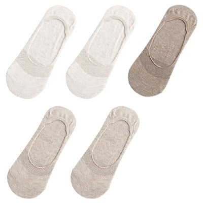 10 pieces = 5 pairs Women Cotton Invisible No show Socks non-slip Summer Solid Color Short Socks Fashion Ankle Thin Slipper Sock