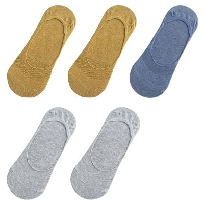 10 pieces = 5 pairs Women Cotton Invisible No show Socks non-slip Summer Solid Color Short Socks Fashion Ankle Thin Slipper Sock