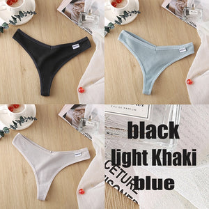 3PCS/Set Women's Panties G-string Thong Cotton Underwear Sexy Panties Female Underpants 6 Solid Color Pantys Intimates Lingerie