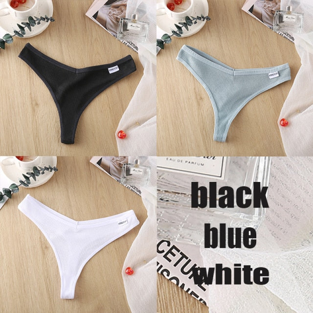 3PCS/Set Women's Panties G-string Thong Cotton Underwear Sexy Panties Female Underpants 6 Solid Color Pantys Intimates Lingerie