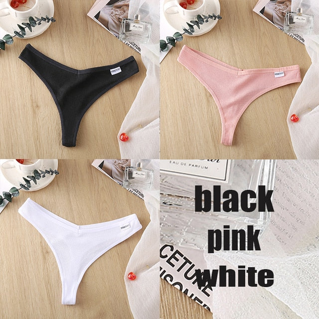 3PCS/Set Women's Panties G-string Thong Cotton Underwear Sexy Panties Female Underpants 6 Solid Color Pantys Intimates Lingerie