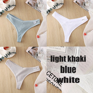 3PCS/Set Women's Panties G-string Thong Cotton Underwear Sexy Panties Female Underpants 6 Solid Color Pantys Intimates Lingerie