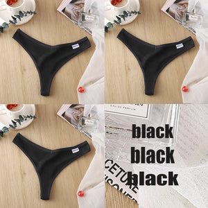 3PCS/Set Women's Panties G-string Thong Cotton Underwear Sexy Panties Female Underpants 6 Solid Color Pantys Intimates Lingerie