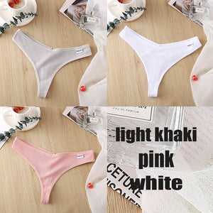 3PCS/Set Women's Panties G-string Thong Cotton Underwear Sexy Panties Female Underpants 6 Solid Color Pantys Intimates Lingerie