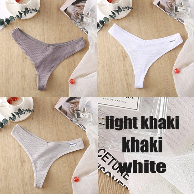 3PCS/Set Women's Panties G-string Thong Cotton Underwear Sexy Panties Female Underpants 6 Solid Color Pantys Intimates Lingerie