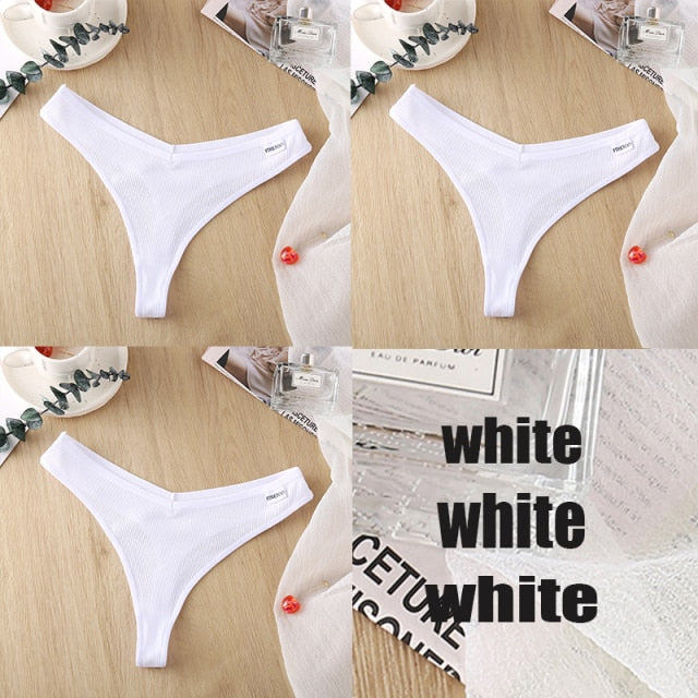 3PCS/Set Women's Panties G-string Thong Cotton Underwear Sexy Panties Female Underpants 6 Solid Color Pantys Intimates Lingerie