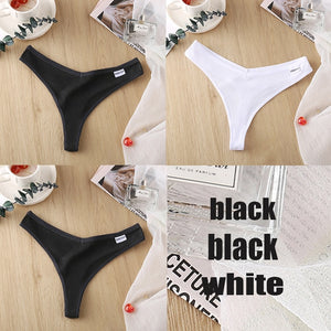 3PCS/Set Women's Panties G-string Thong Cotton Underwear Sexy Panties Female Underpants 6 Solid Color Pantys Intimates Lingerie