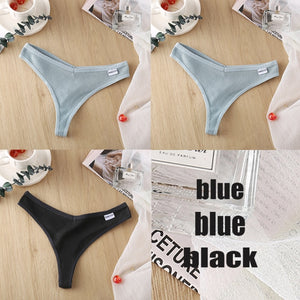 3PCS/Set Women's Panties G-string Thong Cotton Underwear Sexy Panties Female Underpants 6 Solid Color Pantys Intimates Lingerie