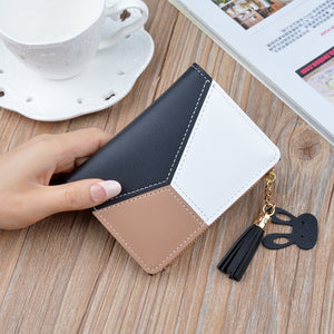 Geometric Women Cute Pink Wallets Pocket Purse Card Holder Patchwork Wallet Lady Female Fashion Short Coin Burse Money Bag