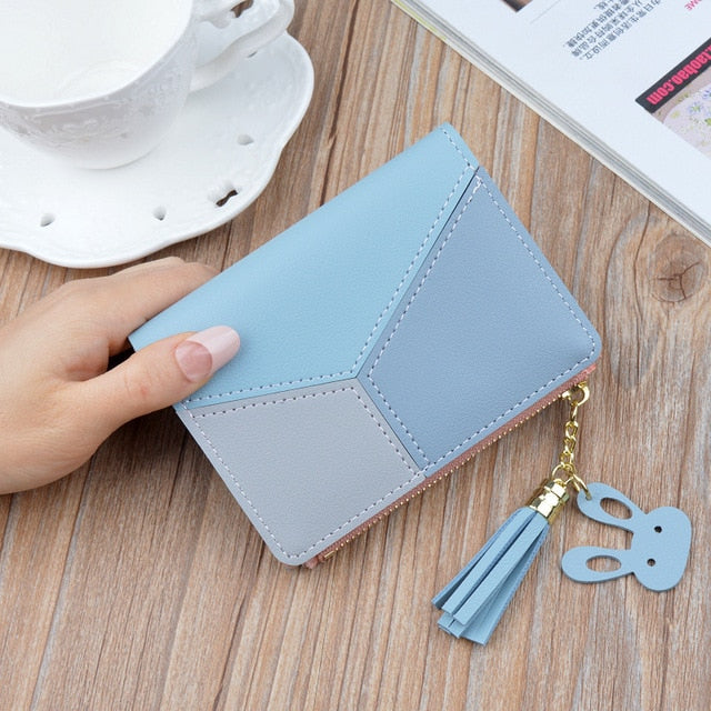 Geometric Women Cute Pink Wallets Pocket Purse Card Holder Patchwork Wallet Lady Female Fashion Short Coin Burse Money Bag