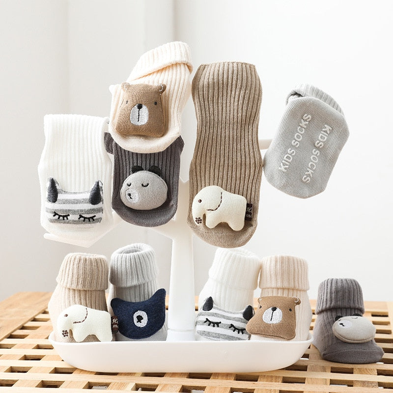 Autumn Winter Soft Cotton Baby Girls Socks Newborn Cartoon Animal Baby Socks Infant Baby Boy Socks Anti Slip Floor Sock Spring